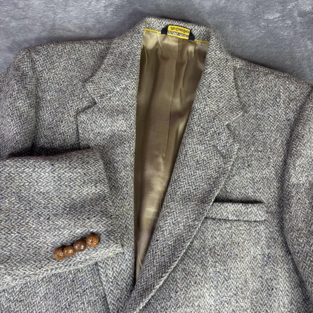 Hunting Horn Sport Coat Mens Fits 40R Gray Herringbone Tweed Wool Blazer Classic